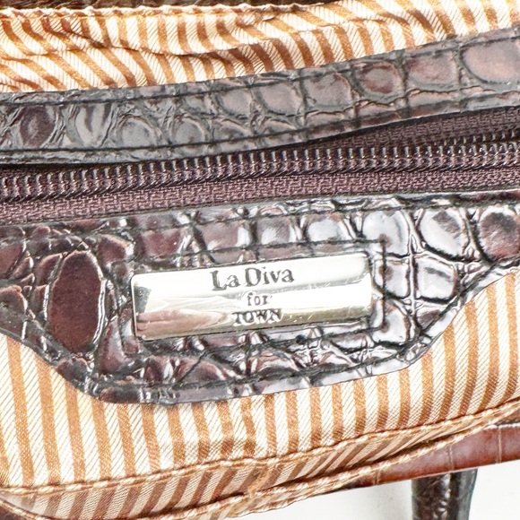 Oversized shoulder bag Crocodile-Embossed Brown Handbag - Picture 6 of 10